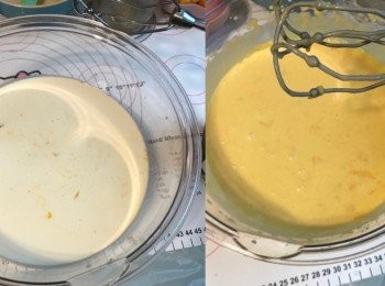 step5: 將鮮奶、淡忌廉及魚膠糊加入打勻