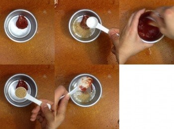 step8: 茄膏、糖、鹽、水先拌勻