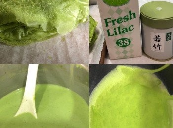 step1: 蛋加糖拌勻後加鹽拌勻，加油拌勻。分數次加入粉類拌至冇粉粒，分數次加入鮮奶拌勻。完成糊漿後過篩。
把糊漿放置1小時左右(要給時間麵粉與水份慢慢融合) (如不是立即用可放回雪櫃暫存)。