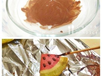 step10: 最後再隔水融化巧克力，點上籽，即完成 ( 附圖5 )。