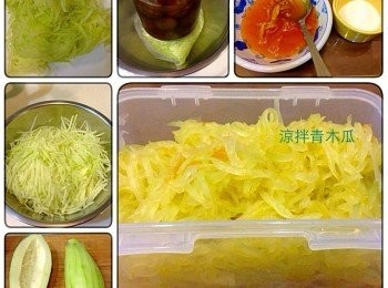 step7: b.)  涼拌菜醬料： 百香果鳳梨果醬 100-80g， 糯米醋 3茶匙， 乾燥洋香菜葉 1/8茶匙

             （可用在青木瓜、南瓜、大頭菜、小黃瓜、青花菜梗等！）