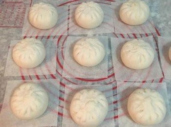 step11: 包好的包子可以排入蒸籠中，不蓋鍋蓋，室溫發酵30分鐘；