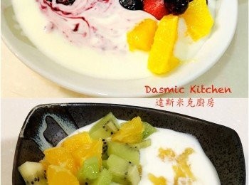 step10: 5.)  水果優格：  🍇【最聰明的吃法】

       ✔️健康新概念➜ 可以自己製作優格，網路上有許多方法可以搜尋; 或是購買市售商品，但是請務必要選擇❮原味無糖優格❯搭配才能吃出其美味喔！添加一些當季新鮮水果、或是綜合莓果， 即成健康又美味的【水果優格】！ 你一定要試試看！
