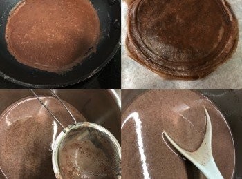 step1: 蛋加糖拌勻後加鹽拌勻，加油拌勻.
分數次加入粉類拌至冇粉粒，
分數次加入鮮奶拌勻.
完成糊漿後過篩。
把糊漿放置1小時左右(要給時間麵粉與水份慢慢融合) (如不是立即用可放回雪櫃暫存)

*我用20 cm平底易潔煎pan，只用最小小的火煎就好了(不要大火  pan太熱好難做到薄皮),燒熱煎pan用最小火 下適量的糊漿 每塊大約1.5分鐘左右(這個時間要視乎糊漿的厚薄)
這個份量我做了30塊左右餅皮(這個塊數視乎做出來厚與薄 所以不一定可以做到同等數量,餅皮做得越薄 做出的數量就越多)