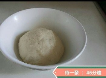 step2: 麵皮部分， 把所有材料（連所有液種）放進廚師機內， 打發至三光，麵團光滑上勾， 然後放進有抹油的鋼盤，用保鮮紙蓋好，待一發45分鐘至一小時（看天氣溫度而定）
