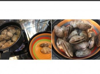 step4: 將打開少少蓋既蜆取出，備用。