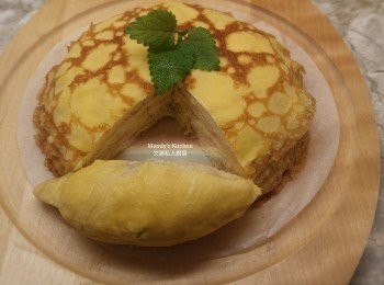 step14: 將榴槤千層蛋糕雪凍後即完成。