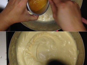 step6: 之後加入金桔蜜糊，以高速再打發3分鐘