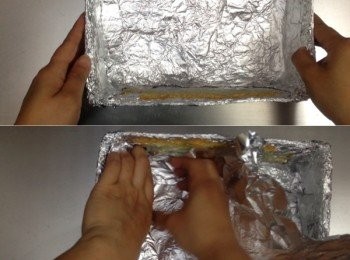 step1: 先準備一個20cm x 22cm的紙盒，包上錫紙