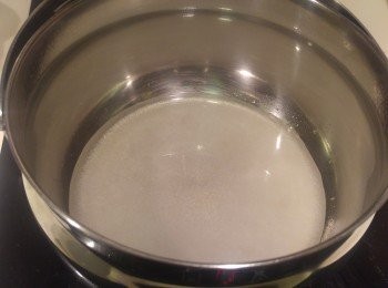 step6: 將糖加水倒入燘燒鍋內, 不用攪動糖水。