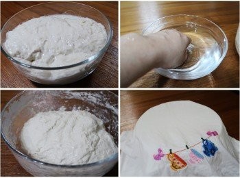 step3: 拌勻後鬆弛約10分鐘左右即做翻面，然後每間隔15~20分鐘幫麵糰翻面一次，
過程中約2~3次翻面動作，(操作時準備一盆水，手沾水再操作較不會沾黏)
