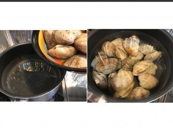 step3: 大火煲滾水，落蜆。