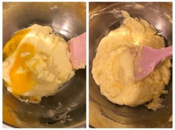 step3: 加入雞蛋用膠刮拌勻