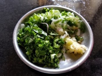 step4: 將蔥，芫茜，薑切碎