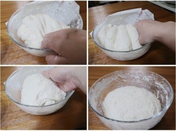 step4: 所有翻面動作在基本發酵完成前1小時結束。
之後讓麵團慢慢完成基本發酵，體積變成原來2.5倍大