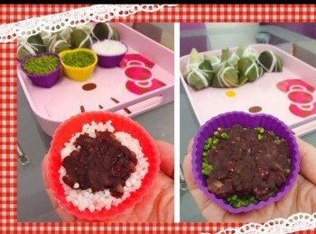 step5: 同樣做法， 只是用矽膠模代替粽葉。