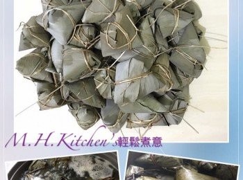 step11: 順序放好<span class="group_1">食材</span>後，好用鹹水草綁好。放入已水滾大煲內，大火加蓋煮 4～5 個小時 ，期間不時注意水分，加入熱水直至4～5小時，可以熄火～