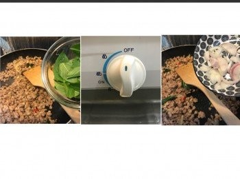 step7: 加入羅勒葉直至羅勒葉變軟身，熄火。加入剩餘嘅生乾蔥提出口感^_^