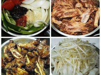 step2: 青紅尖椒洋蔥切角備用 , 蒜蓉適量 , 豆豉醬豆辦醬二比一