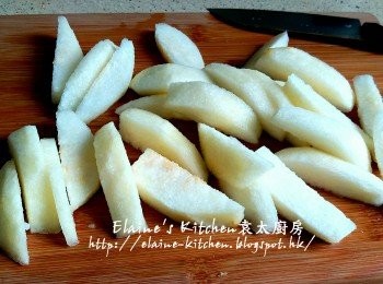 step4: 貢梨去皮去芯切件