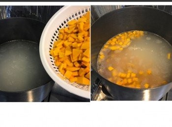 step4: 水滾落南瓜。