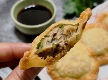 step12: 皮脆餡香的飛碟完成了， 以餃子醋佐食風味更佳。