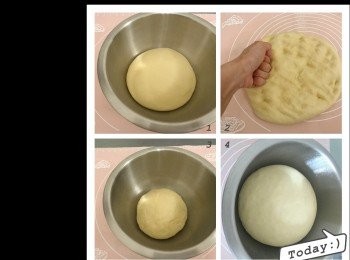 step3: 一發完成後，排氣、稍搓一下， 再進行第二次發酵至兩倍大。