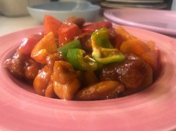 step1: 甜酸汁材料：
茄汁，白醋，糖，（粉量調至酸甜度適個人口味）山楂適量。
**建議先用少量白醋，待加入山楂後，如酸度不夠，再用白醋調較，以免過酸。