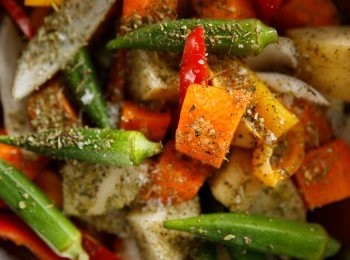 step3: 將<span class="group_3">烤蔬菜</span>的<span class="group_1">食材</span>全部均勻混合備用。