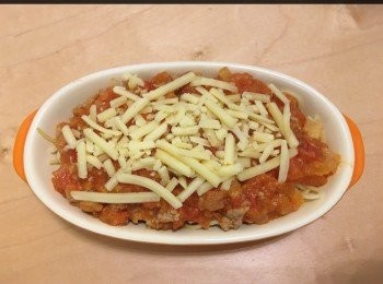 step5: 再鋪上一層拉碎芝士