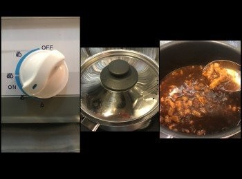 step7: 轉小火。蓋蓋，約10分鐘。
查看稀傑程度。
如不夠傑大火開蓋一陣。