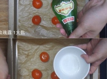 step2: 抹上玫瑰露，之後入爐15分鐘