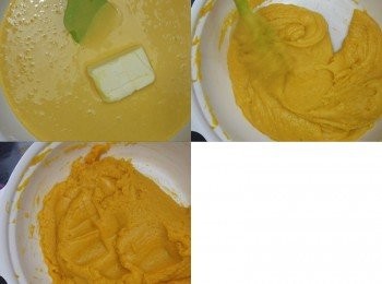 step10: 之後倒入鍋，加入牛油用中小火邊拌邊煮至成團