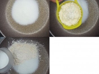 step4: 椰奶加入吉士粉和糖，拌勻後小火煮至糖溶