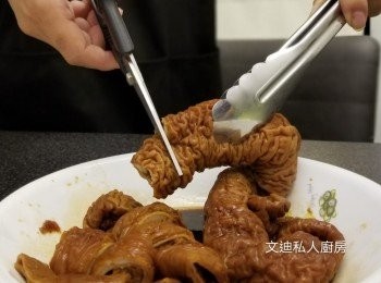 step10: 入味後剪成細細舊最成。