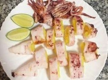 step7: 取出後切塊擺盤，放上檸檬；