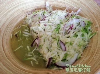 step2: 因為有鹽，會出大量水份，擠出水份