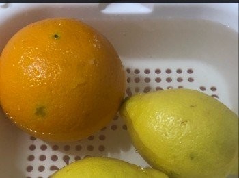 step1: 橙和檸檬用鹽水洗浸