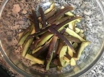 step7: 用手撕成條狀；