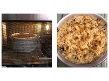 step5: 放入焗爐，190度20分鐘，完成後將芝士酥餅移放架上放涼，之後放入雪櫃一晚，第二天脫模後即可享用（享用之前灑上糖霜）