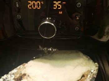 step10: 過了25分鐘後，打開看一看，鹽是否巳變成鹽塊。