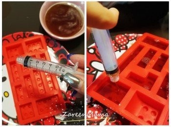 step3: 等一陣無咁熱，用針筒慢慢將果汁液體倒滿矽膠模。雪3個鐘，輕鬆甩出啫喱糖。