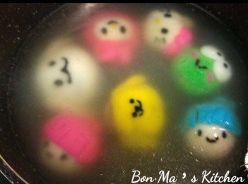 step7: 吃之前煮一鍋熱水,將要吃的份量煮熟撈起再放入甜湯中