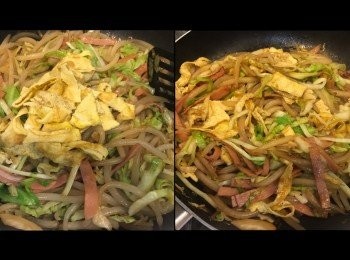 step8: 最後加入蛋絲，炒勻。