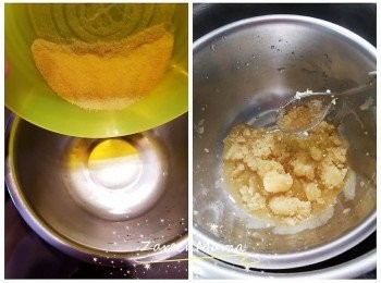 step1: 先將魚膠粉加入凍水，撈勻，至漿糊狀。