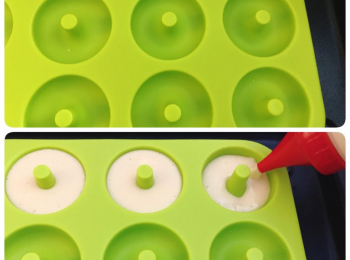 step4: 將粉漿倒入樽內，再倒入甜甜圈模具內，備用；