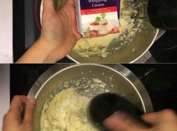 step7: 之後分幾次加入淡奶油打勻