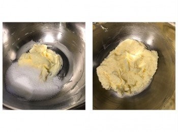step4: 將糖加入牛油中打勻
