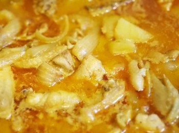 step6: 加少許雞粉及糖炒勻，再煮3分鐘， 熄火焗10分鐘，即成