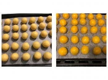 step4: ~預熱焗爐190度
~先焗5分鐘，取出掃上蛋黃液